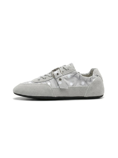 Polka-Dot Strap Low-Profile Ballet Sneakers