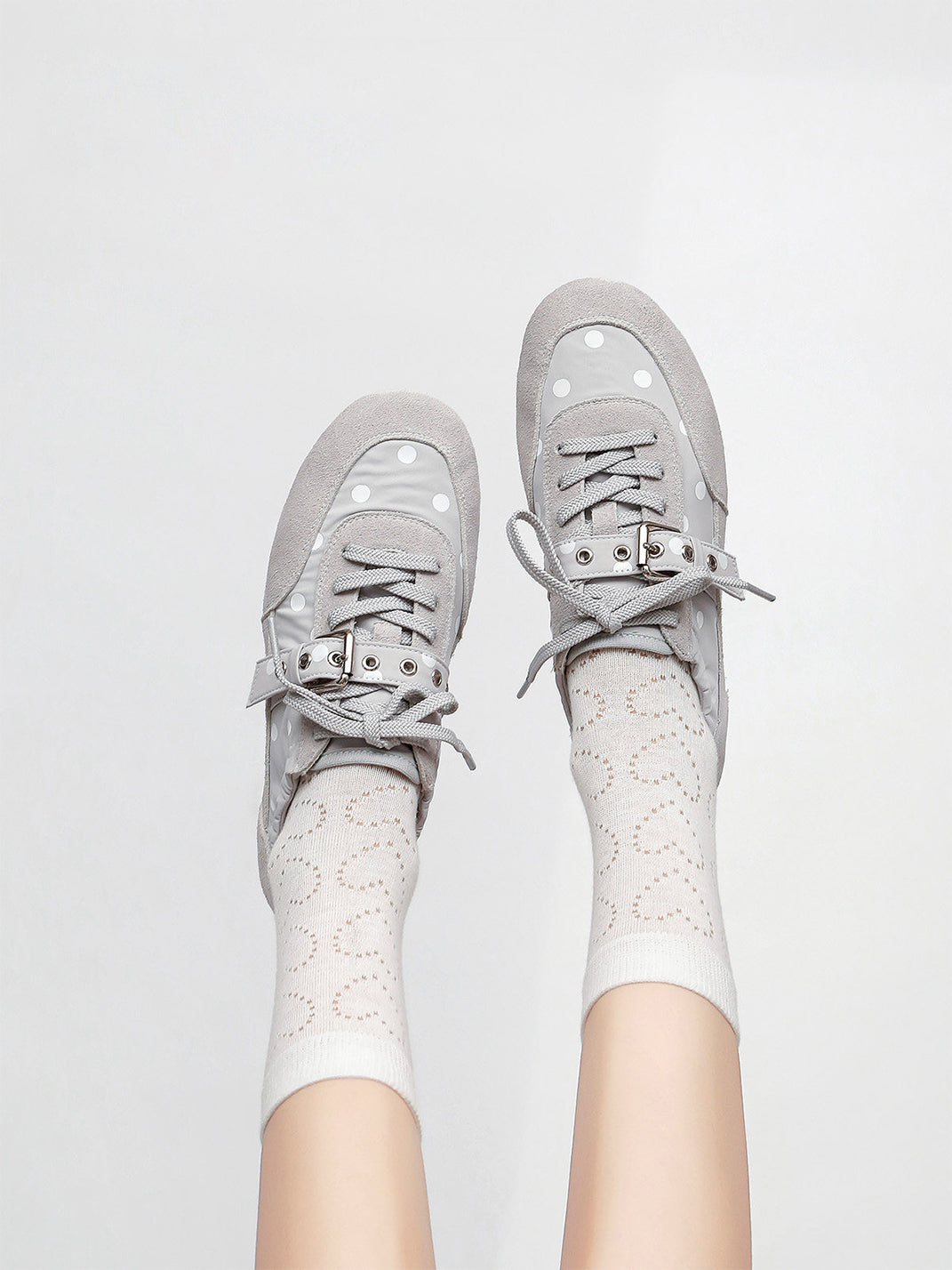 Polka-Dot Strap Low-Profile Ballet Sneakers