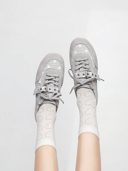Polka-Dot Strap Low-Profile Ballet Sneakers