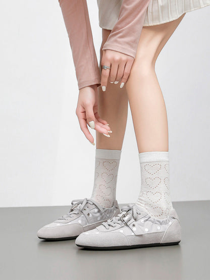 Polka-Dot Strap Low-Profile Ballet Sneakers