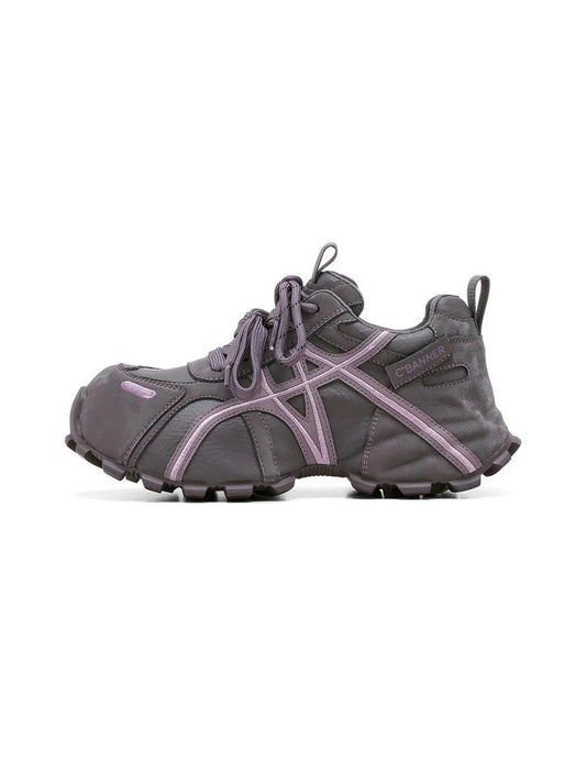 Purple Cross-Lace Technical Trail Sneakers