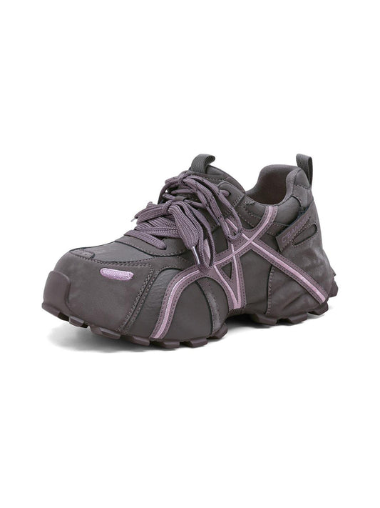 Purple Cross-Lace Technical Trail Sneakers