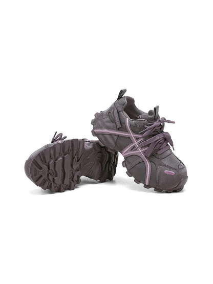 Purple Cross-Lace Technical Trail Sneakers
