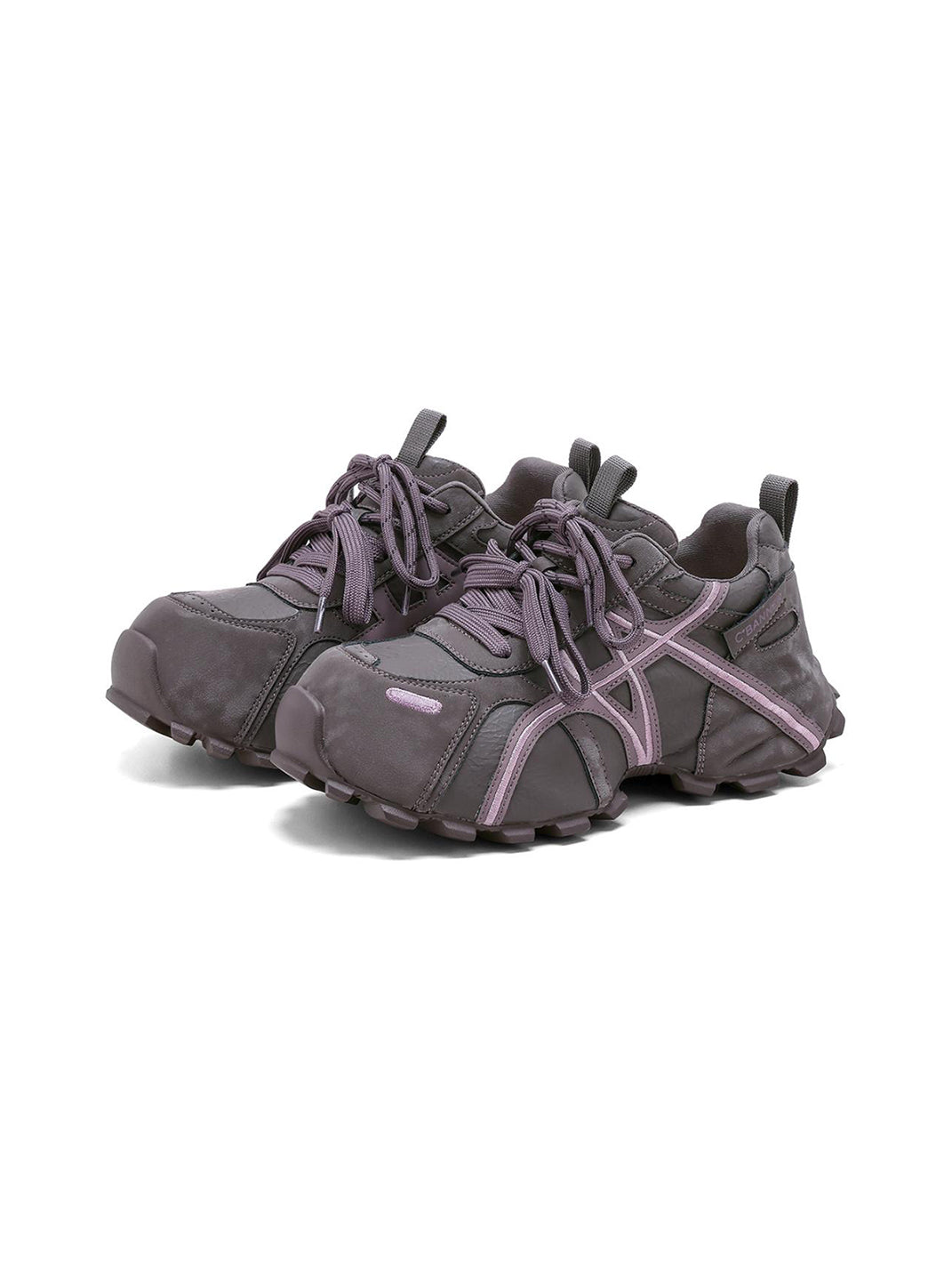 Purple Cross-Lace Technical Trail Sneakers