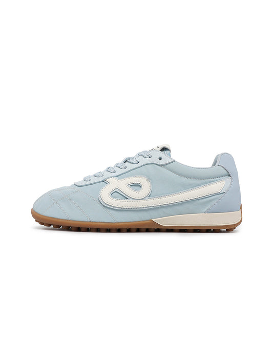 Sky Blue Quilted-Panel Gum-Sole Sneakers