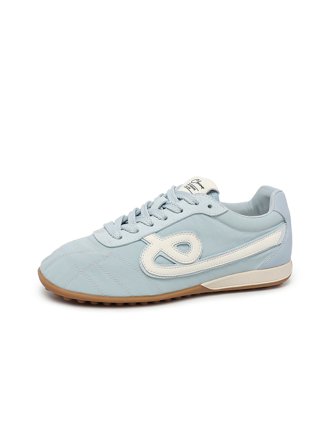Sky Blue Quilted-Panel Gum-Sole Sneakers