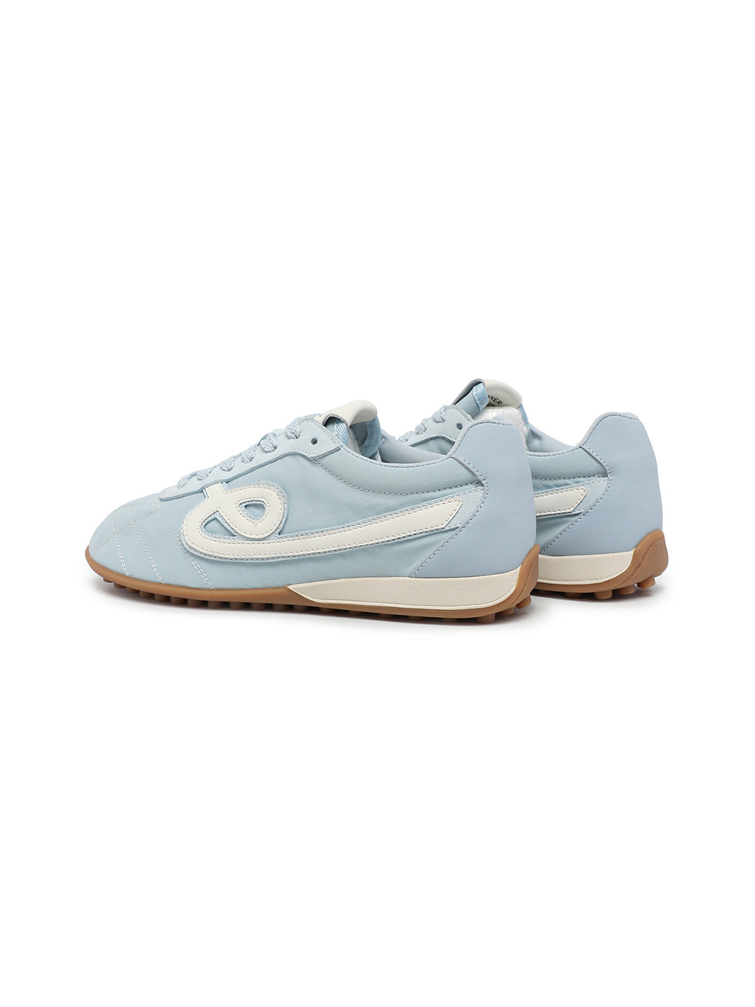 Sky Blue Quilted-Panel Gum-Sole Sneakers