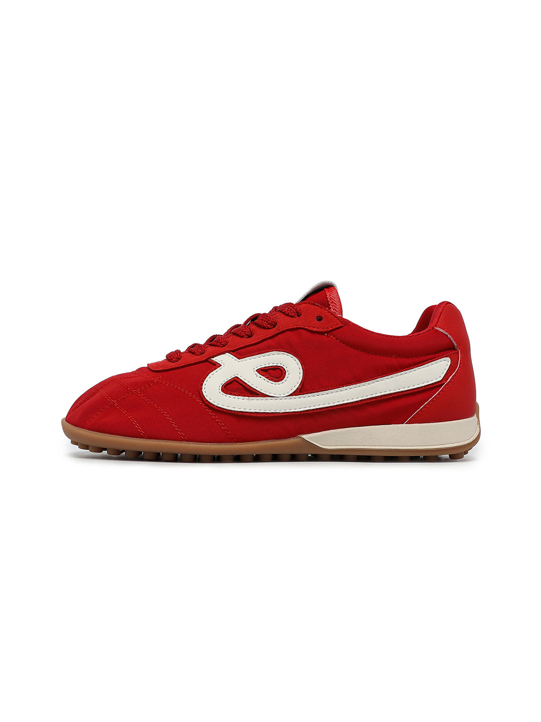 Crimson Quilted-Panel Gum-Sole Sneakers