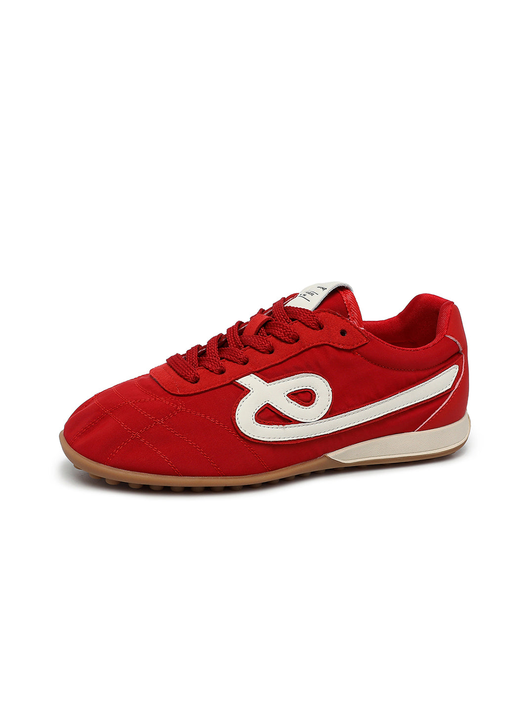 Crimson Quilted-Panel Gum-Sole Sneakers