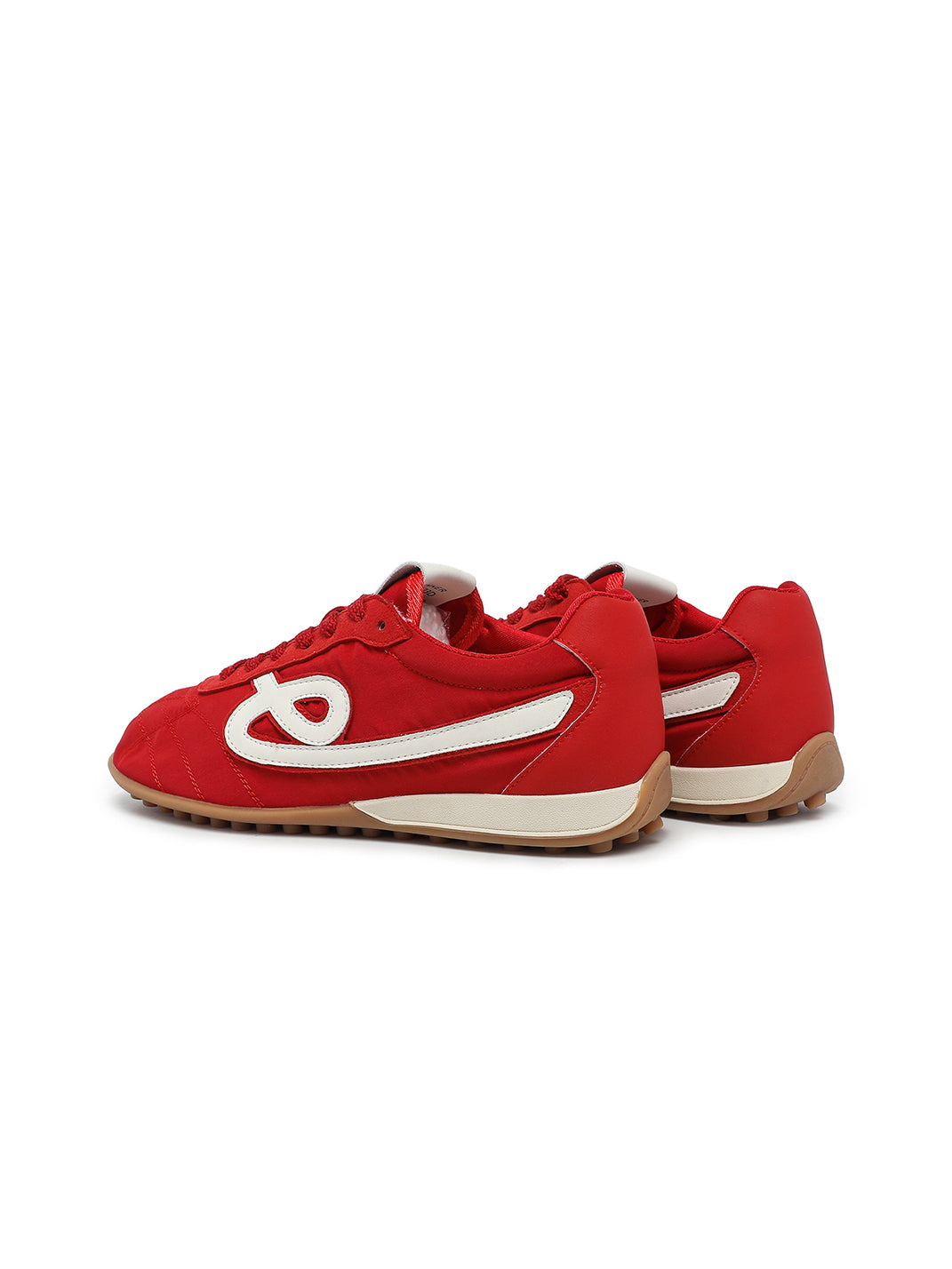Crimson Quilted-Panel Gum-Sole Sneakers
