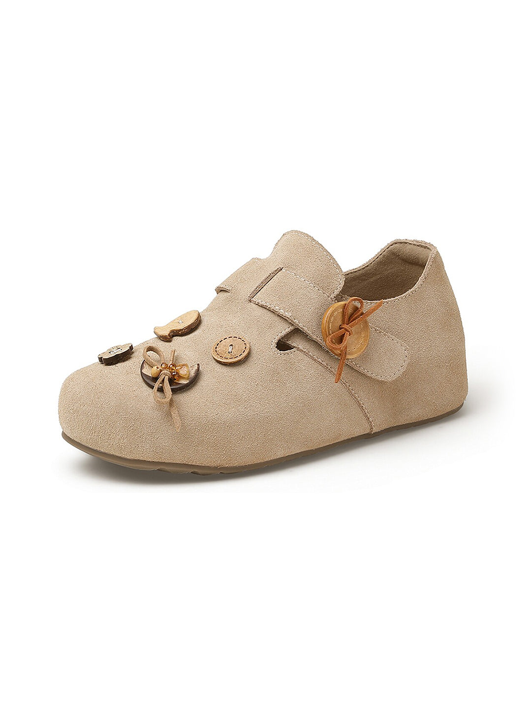 Suede Button-Strap Retro Slip-On Shoes