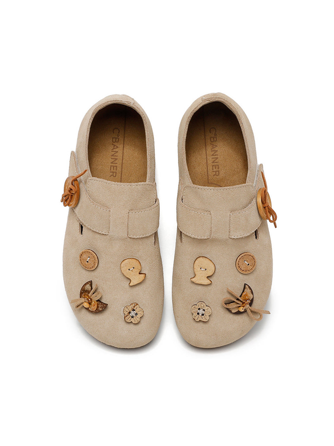 Suede Button-Strap Retro Slip-On Shoes
