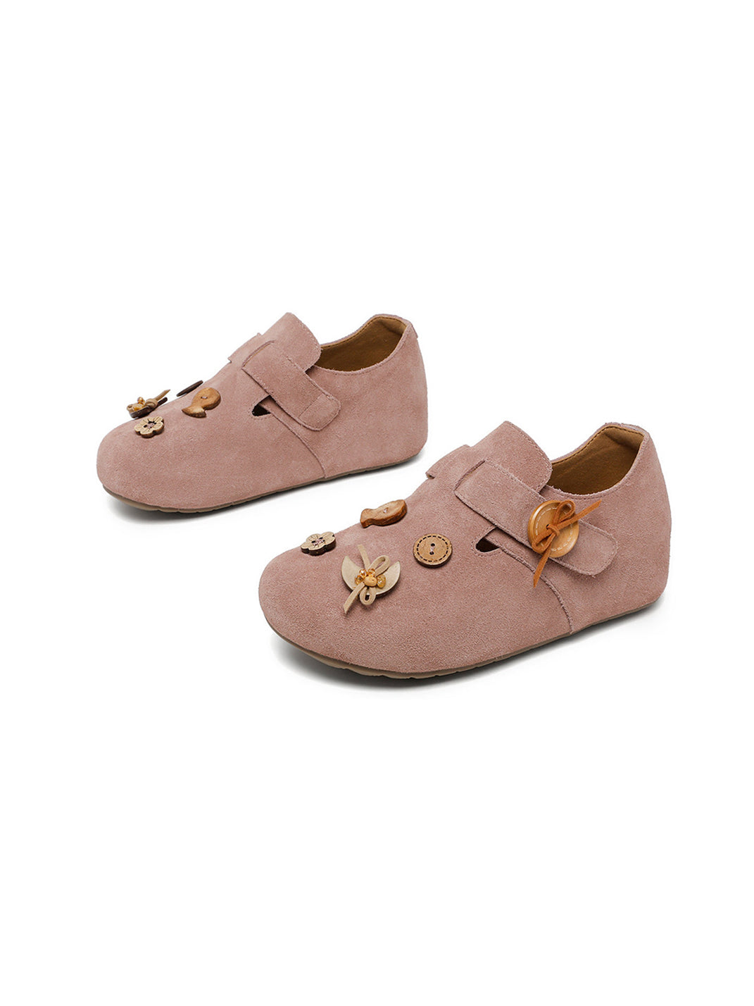 Suede Button-Strap Retro Slip-On Shoes