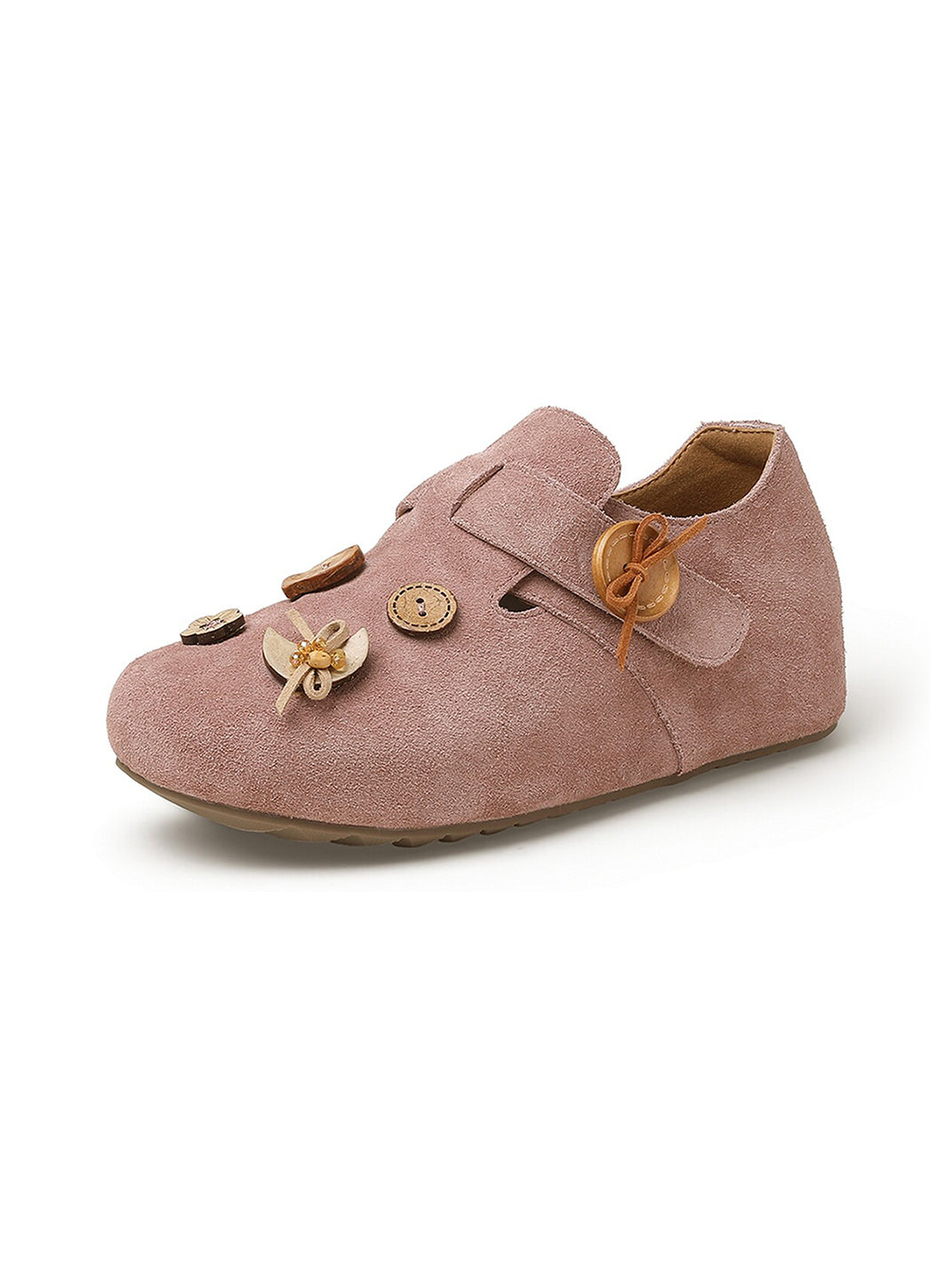 Suede Button-Strap Retro Slip-On Shoes