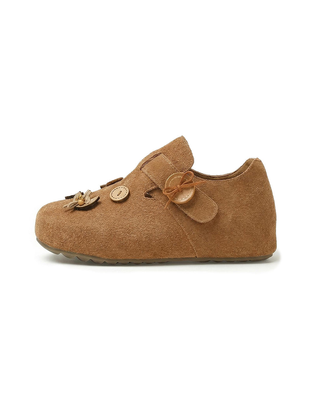 Suede Button-Strap Retro Slip-On Shoes