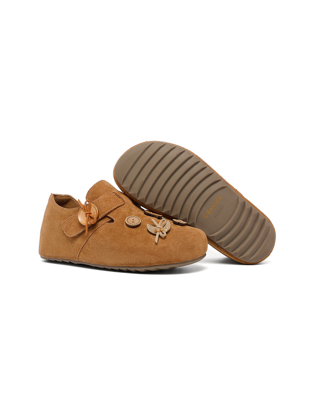 Suede Button-Strap Retro Slip-On Shoes