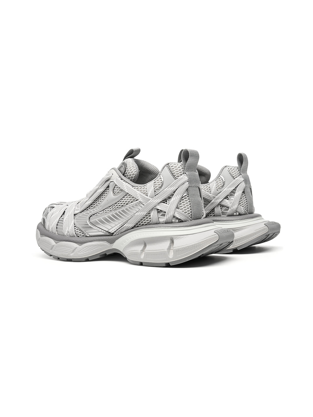 Silver Layered-Mesh Chunky Runner Sneakers