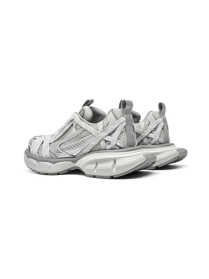Silver Layered-Mesh Chunky Runner Sneakers