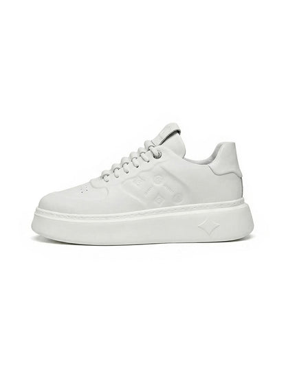 White Monogram-Texture Chunky Platform Sneakers