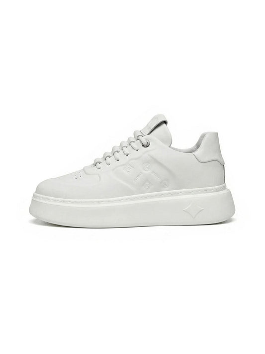 White Monogram-Texture Chunky Platform Sneakers