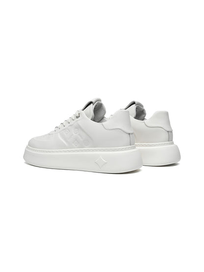 White Monogram-Texture Chunky Platform Sneakers