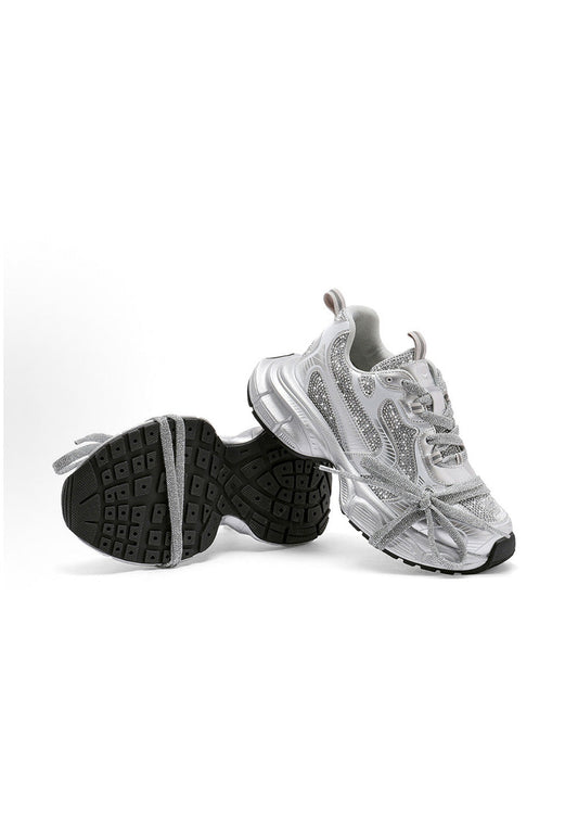 Rhinestone Silver Chunky Dad Sneakers