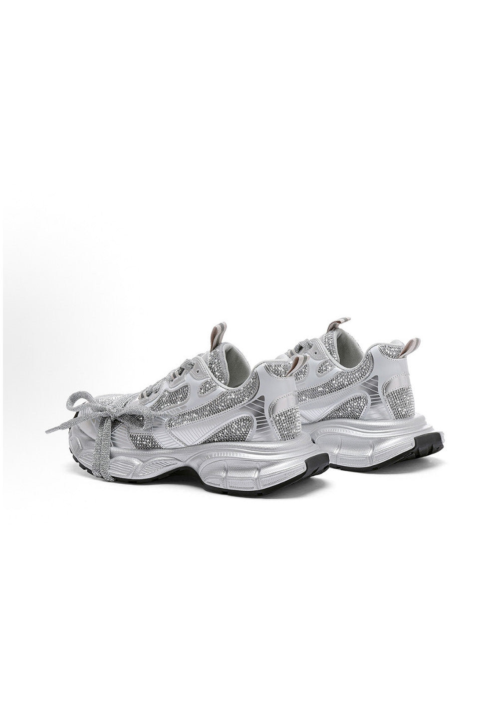 Rhinestone Silver Chunky Dad Sneakers