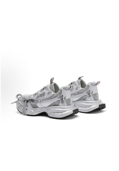 Rhinestone Silver Chunky Dad Sneakers