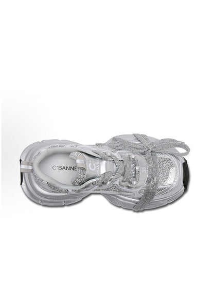 Rhinestone Silver Chunky Dad Sneakers