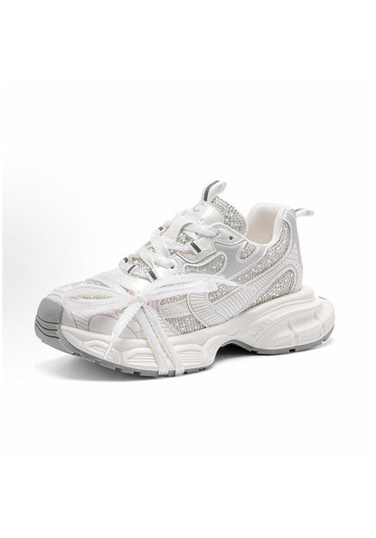 Rhinestone Silver Chunky Dad Sneakers