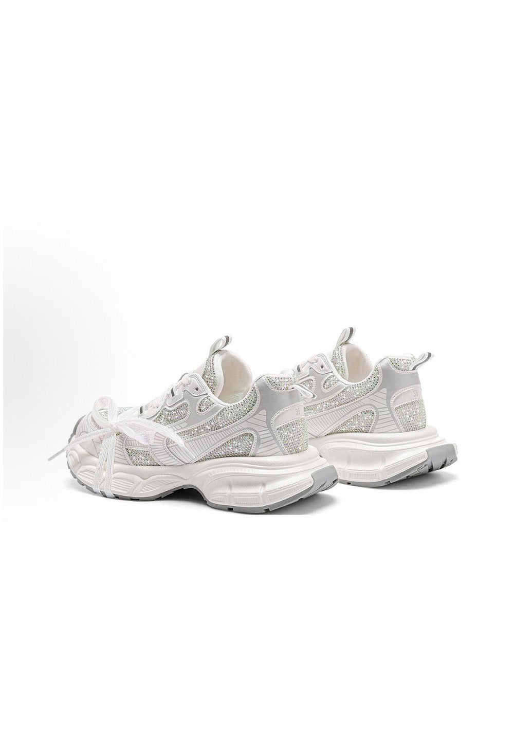 Rhinestone Silver Chunky Dad Sneakers