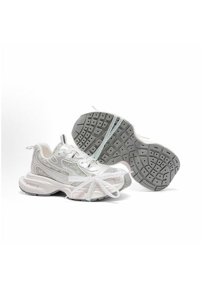 Rhinestone Silver Chunky Dad Sneakers