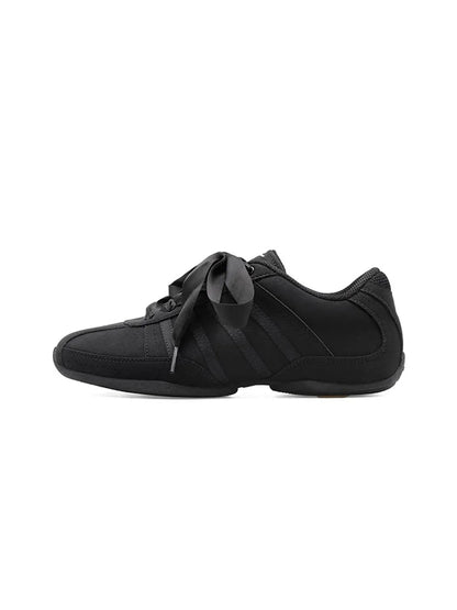 Black Ribbon-Lace Minimalist Sneakers