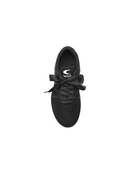 Black Ribbon-Lace Minimalist Sneakers