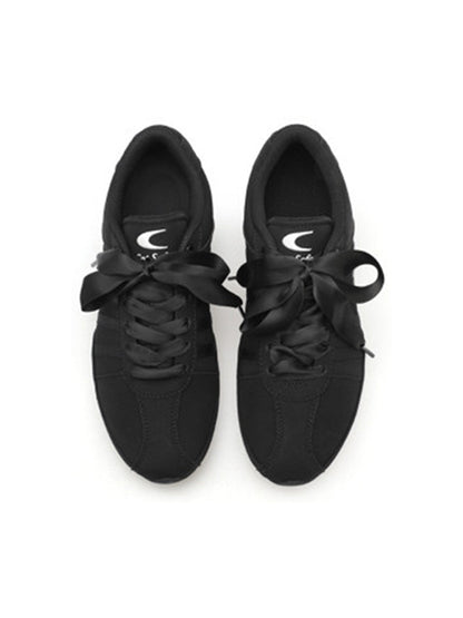 Black Ribbon-Lace Minimalist Sneakers
