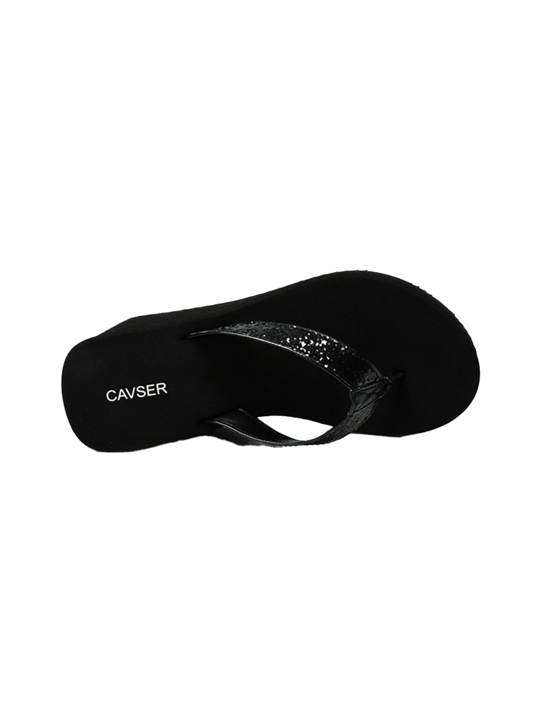 Black Toe-Ring Platform Wedge Flip-Flops