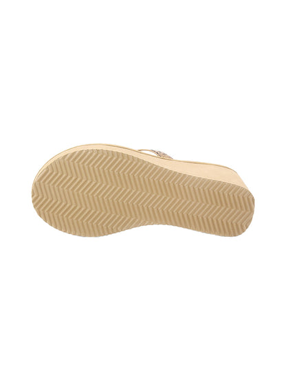 Black Toe-Ring Platform Wedge Flip-Flops