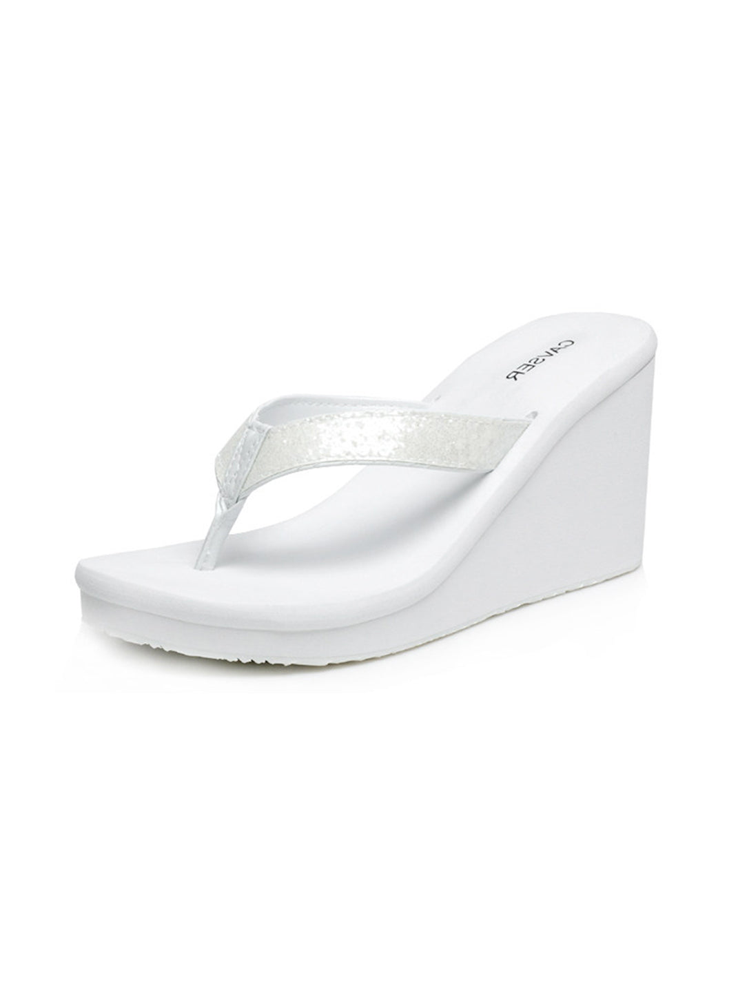 Black Toe-Ring Platform Wedge Flip-Flops