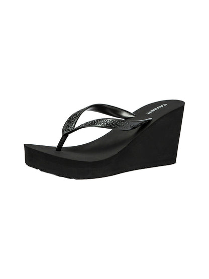 Sculpted High-Wedge Toe-Ring Flip-Flops