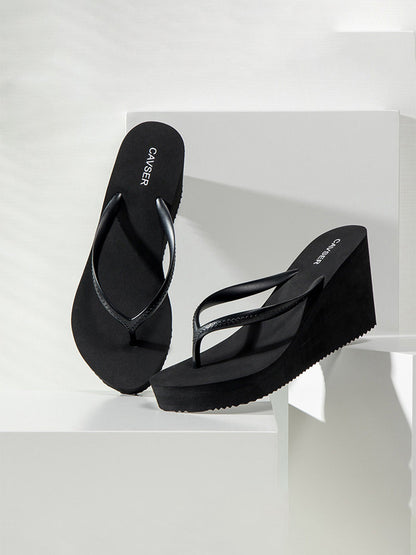 Sculpted High-Wedge Toe-Ring Flip-Flops