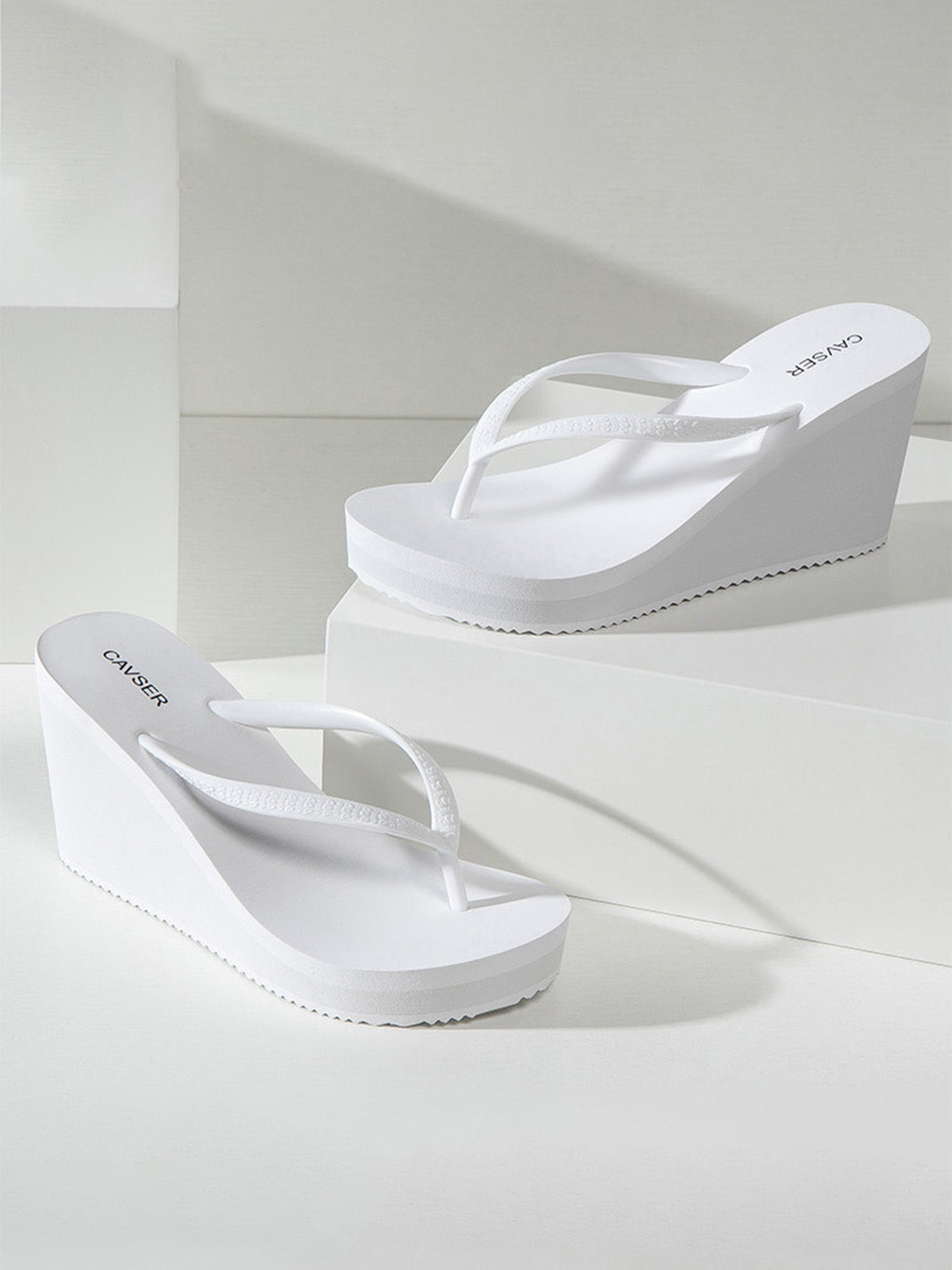 Sculpted High-Wedge Toe-Ring Flip-Flops