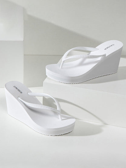 Sculpted High-Wedge Toe-Ring Flip-Flops