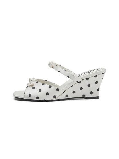 Polka-Dot Bow Platform Wedge Sandals