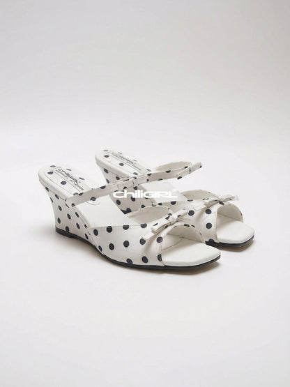 Polka-Dot Bow Platform Wedge Sandals