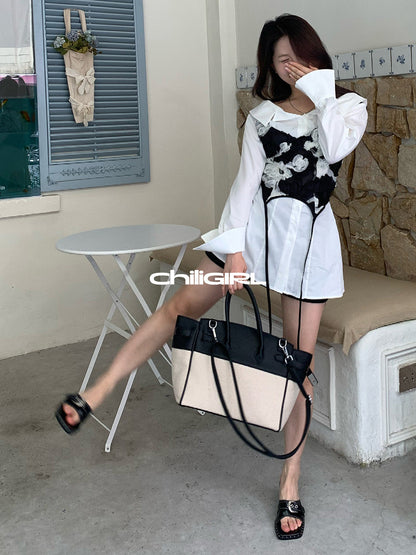 Buckled Square-Toe Low-Wedge Slide Sandals