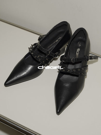 Silver Cross-Strap Pointed-Toe Wedge Pumps