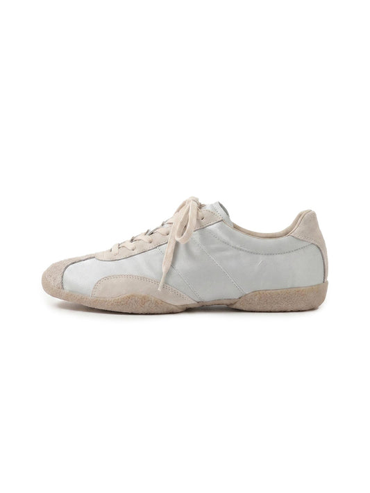 Light Beige Retro Lace-Up Trainers