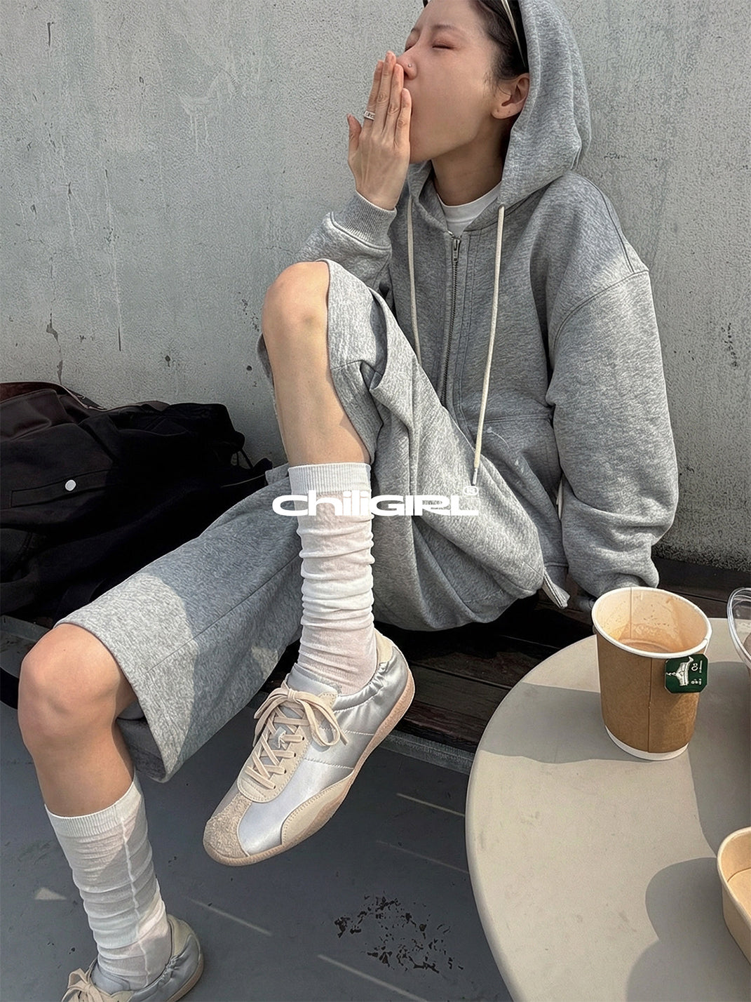 Light Beige Retro Lace-Up Trainers