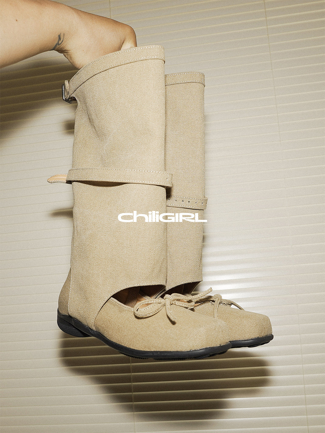 Mary Jane Tall Denim Sandal Boots