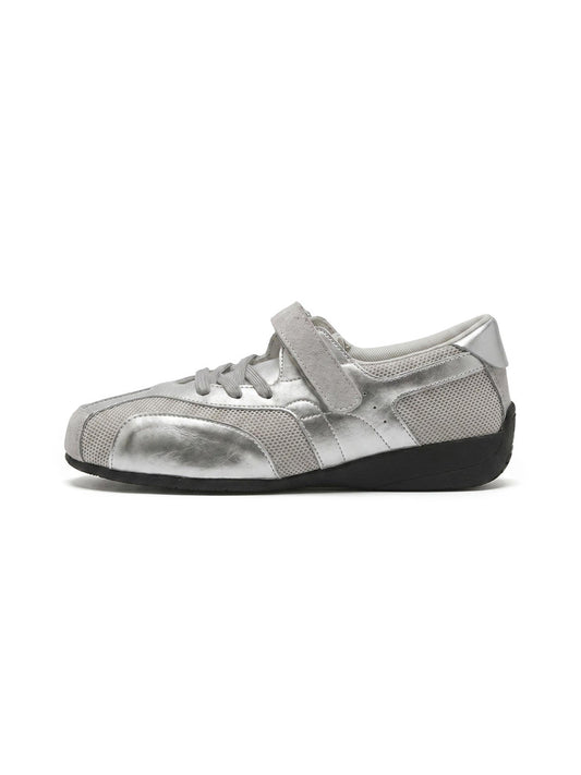 Silver Mesh Velcro Trainer Sneakers